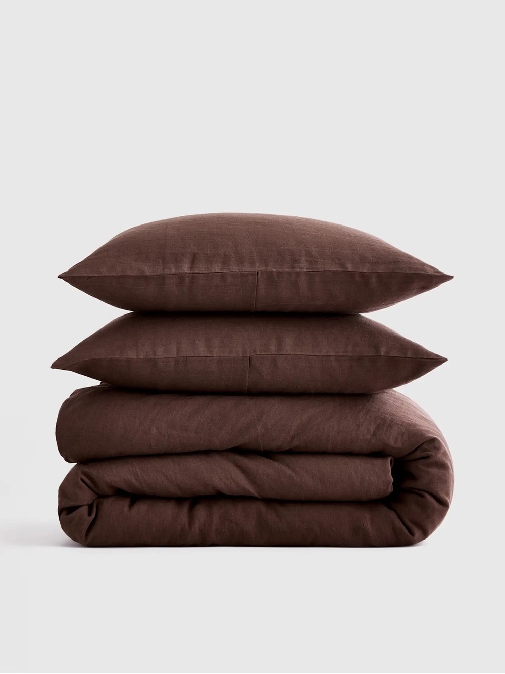 Quince European Linen Duvet Cover Set Full/Queen Espresso 3 Piece